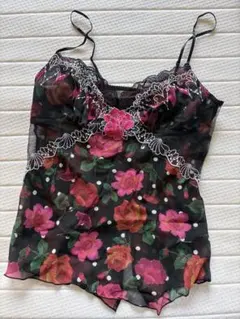 MA✽RS 武藤静香 カタログ掲載 ゼブラ薔薇柄 キャミトップス ピンク マーズ MARS 新品タグ付 武藤静香 ゼブラ×薔薇柄 バックリボン レースキャミ