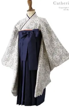 袴　半襦袢　髪飾りセット160　キャサリンコテージ　ネイビー レース　刺繍