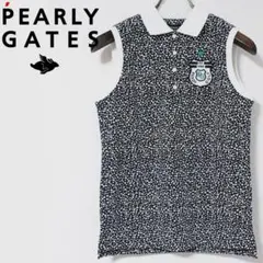 新品 パーリーゲイツ クレストワッペン ノースリーブ ドットポロシャツ M 黒