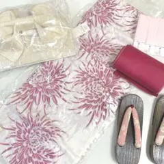 綿麻♪ウグイスに涼やかな芭蕉花☆高級 綿麻浴衣☆新品 浴衣セット 3点