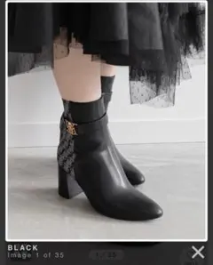 RANDA 2WAY モノグラムデザインショートブーツ