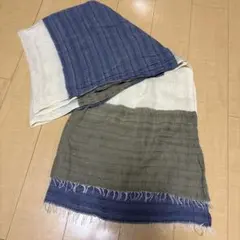 本日限定お値下げ マキマロ 草木染めリネン 大判ストール ブルー