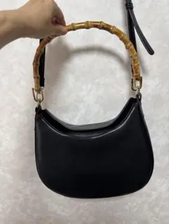 LE VERNIS バンブーハンドル 黒 ショルダーバッグ