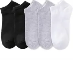 ショートソックス 5足セット 黒 グレー 白 春夏　薄手　フリーサイズ
