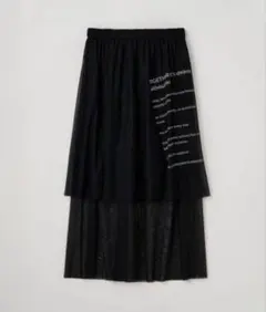 未使用タグ付 JEANASIS クロミメッセージ　シアーレイヤードスカート