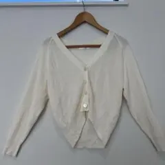 RETRO GIRL 長袖 Vネック カーディガン ホワイト Mサイズ