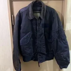 80s USA製　フェード　ネイビー　フライトジャケット　短丈 MA-1