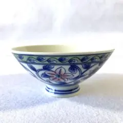 有田焼 ヴィンテージ 茶碗 アラベスク調 花唐草 エキゾチック 飯碗 昭和レトロ