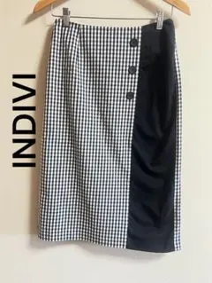 INDIVI インディヴィ チェック柄 ひざ丈スカート 38