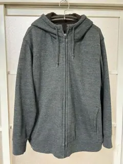 ユニクロ　【大きいサイズ】ボアスウェットフルジップパーカ　ダークグレー　3XL