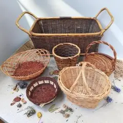 籐・ラタンのネールピンク色のバスケット - メルカリ