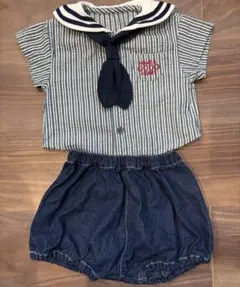 セーラー襟付きベビー服上下セット70センチ