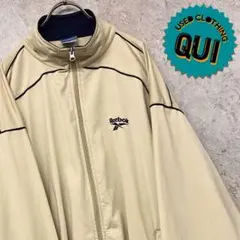 レア90s USA古着○リーボック 刺繍トラックジャケット ベージュ メンズL