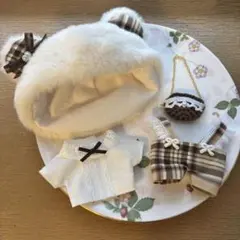 くま耳帽子とサロペットセット あんスタ ぬい服 茶色系