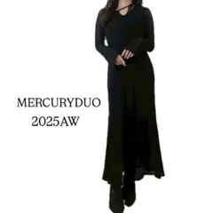 MERCURYDUO カットレースブロッキングフレアスリーブマーメイドワンピース