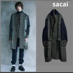 ▫️2021年春夏サカイ　異素材ドッキングロングコート　sacai