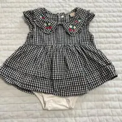 petit main ギンガムチェックロンパース 70
