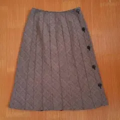 レディース　プリーツスカート　冬　チェック柄 茶色