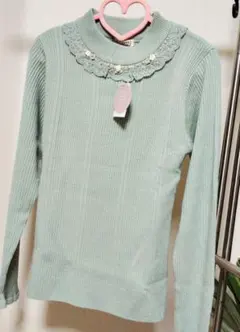 新品タグ付き☆axes femme　バラボトルネックリブ　プルオーバー