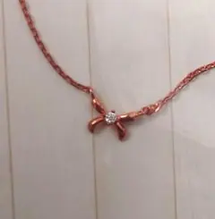 リボンモチーフ ネックレス ローズゴールド