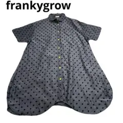 美品　frankygrow ドット柄 半袖シャツワンピース グレー　レディース