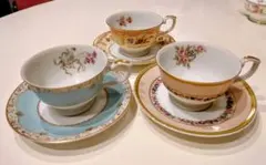 ナルミ　NARUMI　カップ&ソーサー　アソート　3客セット　柄違い