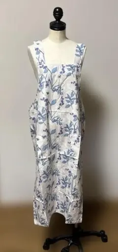 ☆速乾！抗菌加工！静電気防止加工！トリドル　ボタニカル柄 ロングエプロンのサムネイル