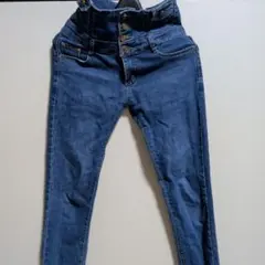 ハイウエスト ダークブルーデニムパンツ