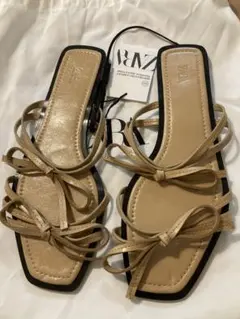 ZARA フラットサンダル 37 ベージュ