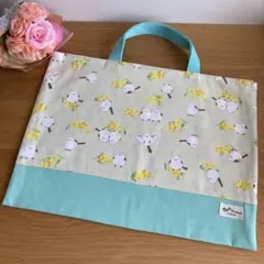 レッスンバッグ　シマエナガ　ミモザ　ミント　女の子　通園バッグ　お道具袋　絵本袋