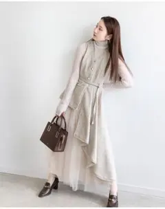 【RANDA】ランダ　チュールレイヤードジャケットワンピース サイズ1