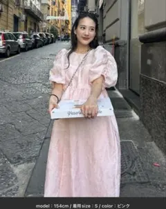バブルスリーブジャガードドレス　ANDRESD 櫻井優衣着用　本日まで値下げ最終 バブルスリーブジャガードドレス ANDRESD 櫻井優衣着用 本日まで値下げ