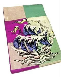 ぷらまま様　M5107★ 着物淡雪 ★ 正絹　袷付下げ　海辺に帆船　優美な花模様 ぷらまま様 M5107☆ 着物淡雪 ☆ 正絹 袷付下げ 海辺に帆船 優美