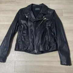 UNITED ARROWS ブラックレザーダブルライダースジャケット