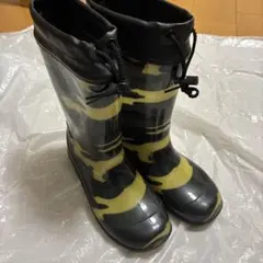 キッズ迷彩長靴 防水素材 ドローコード付き　23cm