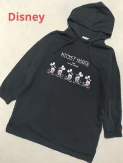Disney　パーカー　ミッキー　ビックシルエット　起毛　M　ブラック