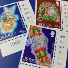 7719 外国切手 ジャージー島 1986年 クリスマスと平和 3V