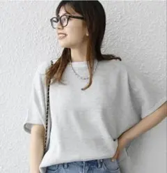 SHIPS any◆〈洗濯機可能〉ワッフル ワイド TEE ライトグレー　Fのサムネイル