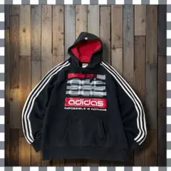 adidas アディダス　 3ライン ロゴプルオーバーパーカーL