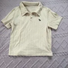 アイボリー ケーブルニット ポロシャツ 半袖