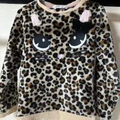 H &Mヒョウ柄 猫顔 トップス 100%ポリエステル