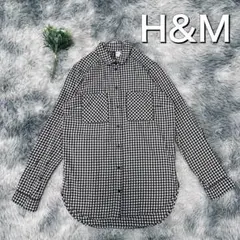 H&M ギンガムチェック長袖カジュアルシャツ（XS)オーバーサイズ