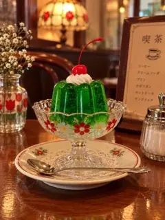 ⓔ昭和レトロ 喫茶店のくまさんプリンアラモード 食品サンプル - メルカリ