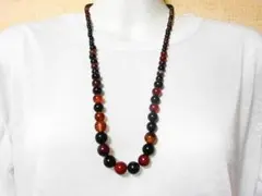 天然石 條紋メノウ5.7mm～12.3mm玉ネックレス　　260101031