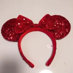 ディズニー ミニーマウス風 赤 スパンコールカチューシャ