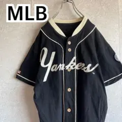 00s オールド MLB ニューヨークヤンキース ベースボールシャツ 刺繍ロゴのサムネイル