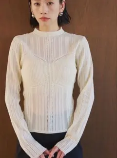 ビスチェデザイン透かし編みトップス