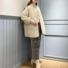 LOWRYS FARM キルティングブルゾン　リバーシブル　コート　ボアなし