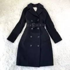 GUCCI グッチ ベルト付き ロングコート ブラック 38 - メルカリ