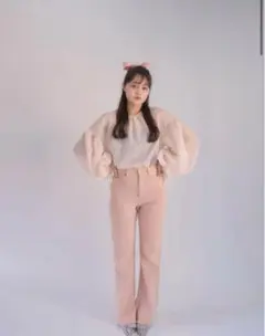 【値下げ】muguet pink flare denim pantsのサムネイル